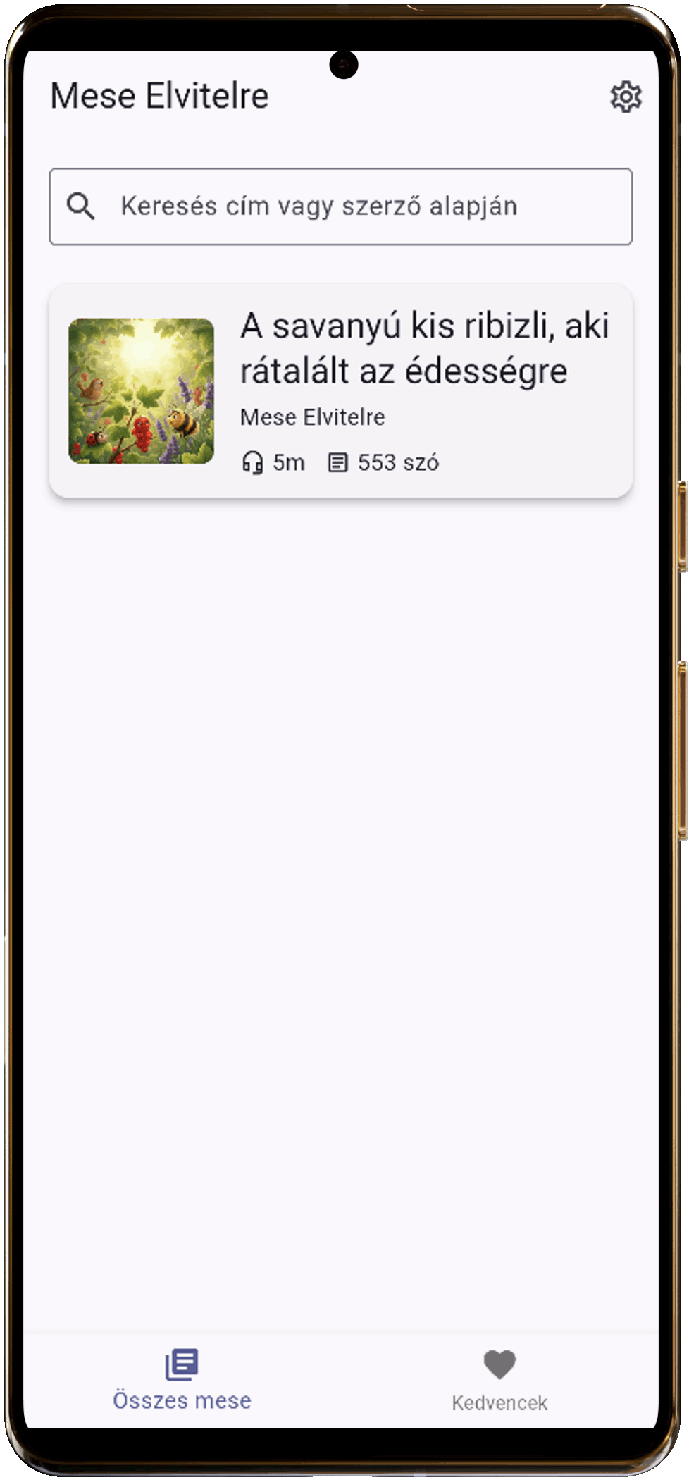 Mese Elvitelre alkalmazás egy okostelefonon